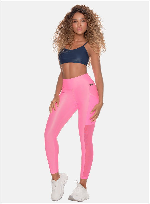 POLYAMIDE SPORTS LEGGINGS WITH LEATHER LOOK - 110263